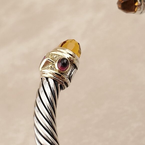 David Yurman Sterling Silver/14K Yellow Gold, Citrine and Garnet, 5mm - Picture 7 of 9